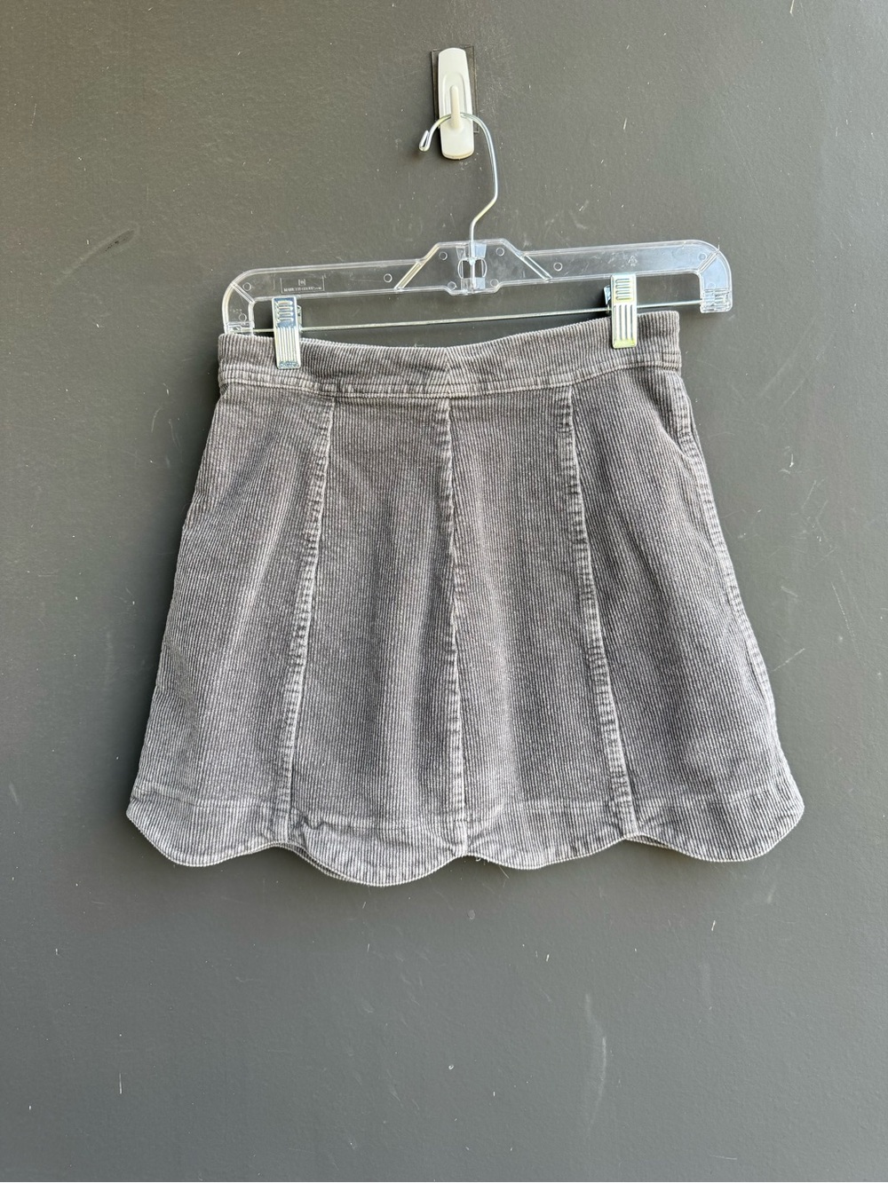 Altar'd State Gray Scalloped Corduroy Mini Skirt